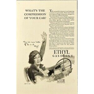 Ethyl Gasoline Corp. "What's the Compression of Your Car?" Vintage Print Ad 1929